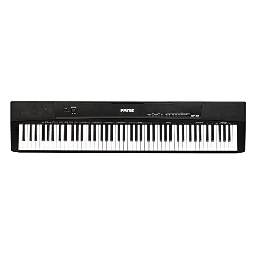 Fame DP-88 Stage Piano, E-Piano mit 32-facher Polyphonie, 88 Tasten, 16 Songs, 140 Sounds, Lautsprechern, anschlagdynamischer Klaviatur, Schwarz
