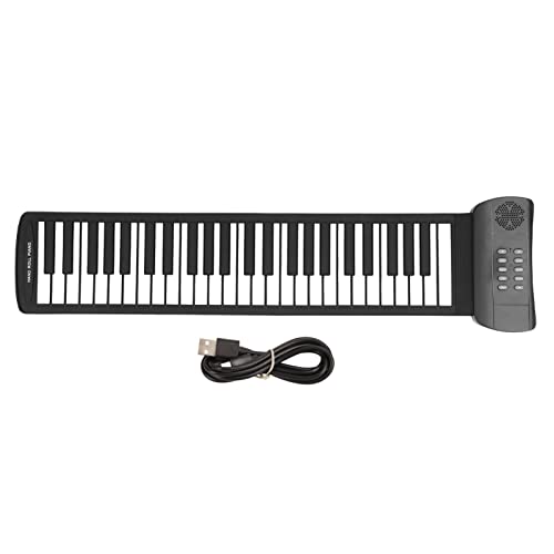 Roll-Up-Piano, 49 Tasten, Tragbares Elektronisches Keyboard, Faltbares Keyboard-Piano für Computer, Tablets, Externer Sound oder Kopfhörer, 4D-Surround-Sound, USB-batteriebetrieben(PM49)