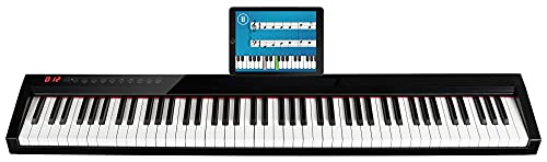 FunKey SP-588 Easy-Piano - Keyboard mit 88 Tasten in Standardgröße - Anschlagdynamik - Integrierter 2200 mAh-Akku - USB, MIDI & Bluetooth - Inklusive Tasche & Sustain-Pedal - Schwarz