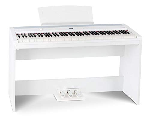 Steinmayer P-60 WM Compact Piano (Stagepiano mit 88 Tasten und passendem Unterbau, Hammermechanik, Anschlagdynamik, 128-fach polyphon, 14 Sounds, inkl. Notenhalter und Netzteil) weiß