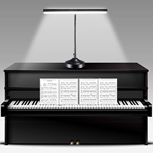 LED-Tischlampe für Klavier, NovoLido 2-in-1 Schreibtischlampe mit Sockel und Klemme, flexibler Arm 360°, 3 Farbmodi, 30 Helligkeitsstufen, 10 W, Schwarz