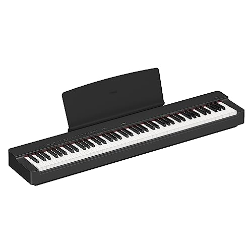Yamaha P-225 Digital Piano, Schwarz – Leichtes und tragbares Digital Piano mit der Graded-Hammer-Compact-Tastatur mit 88 gewichtetet Tasten und 24 Instrumentenklängen