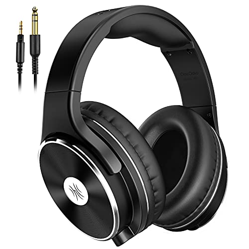 Kopfhörer mit Kabel Over Ear OneOdio Geschlossener Studio HiFi Kopfhörer mit Share Port für E-Drum Piano Gitarre Smartphones iPad Laptop Adapter-frei 3.5-6.35mm Buchse (Schwarz)
