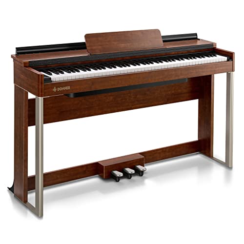 Donner DDP-200 Digital Piano 88 Tasten gewichtete Tastatur Klavier, abgestufte Hammermechanik E-Piano für professionelle Anfänger, Home Digital Piano mit LCD-Bildschirm/5 Reverb/BT MIDI/Drei Pedal