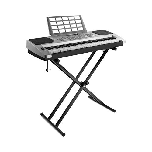 Keyboardständer, X-förmig Doppelstrebiger Pianoständer Keyboard Stand Doppel Stand für E-Piano Stagepiano mit höhenverstellbar 7-stufig Verstellbar Zusammenklappbar