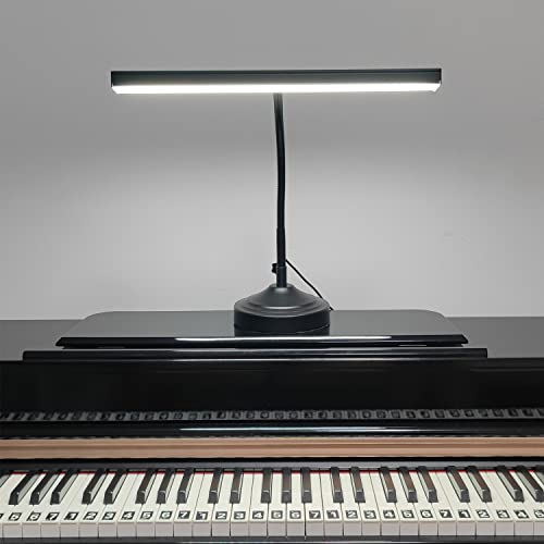 CELYST LED-Klavierlampe, 2-in-1-Schreibtischlampe mit Sockel und Klemme, 3 Farbmodi & 30 Helligkeitsstufen, Notenpultleuchte mit flexiblem Schwanenhals, 1000lm, Schwarz