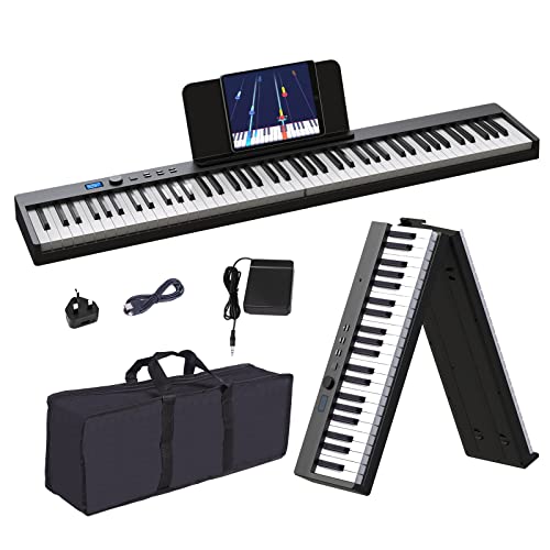 OYAYO Faltbares Klavier mit 88 Tasten Piano Full Size Semi Weighted, Faltbares Klaviertastatur mit MIDI Bluetooth, Klaviertasche, Piano Keyboard für Anfänger Geschenk