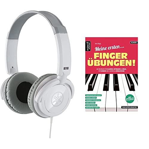 Yamaha HPH-100WH Kopfhörer, weiß – Geschlossener On-Ear-Kopfhörer & Meine ersten Fingerübungen! 45 Übungen für Klavier, Keyboard & Orgel - für Kinder ab 8 Jahren & Erwachsene