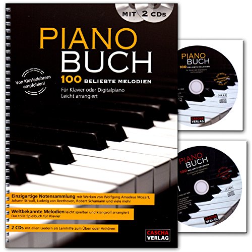 Piano Buch - 100 schönsten Melodien für Klavier oder Digitalpiano - arrangiert von Peter Bachmann - Buch mit 2 CDs - von Klavierlehrern empfohlen